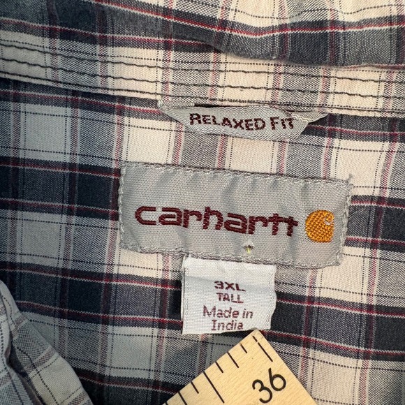 Carhartt 3XL Tall Relaxed Fit Short Sleeve Plaid Button‎ Up Shirt Mens - Picture 3 of 9